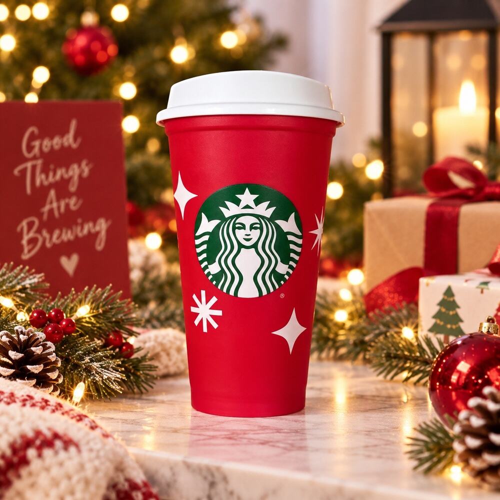 Starbucks 2022 Holiday Red Cup 25 Years of Cheer 16 oz with Lid
